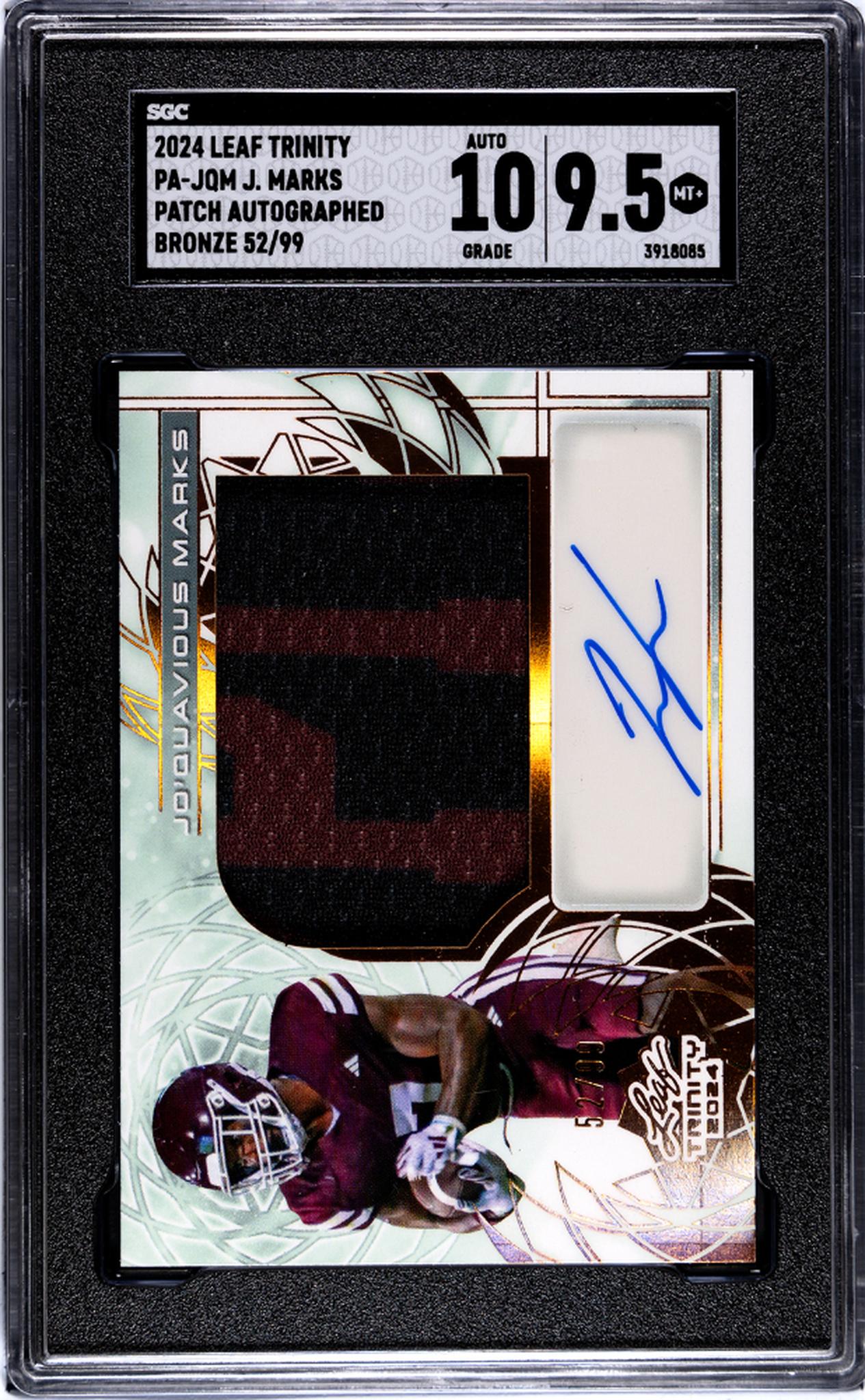 2024 Trinity #PA-JQM Jo'quavious Marks Patch Autographed /99 Auto SGC 9.5