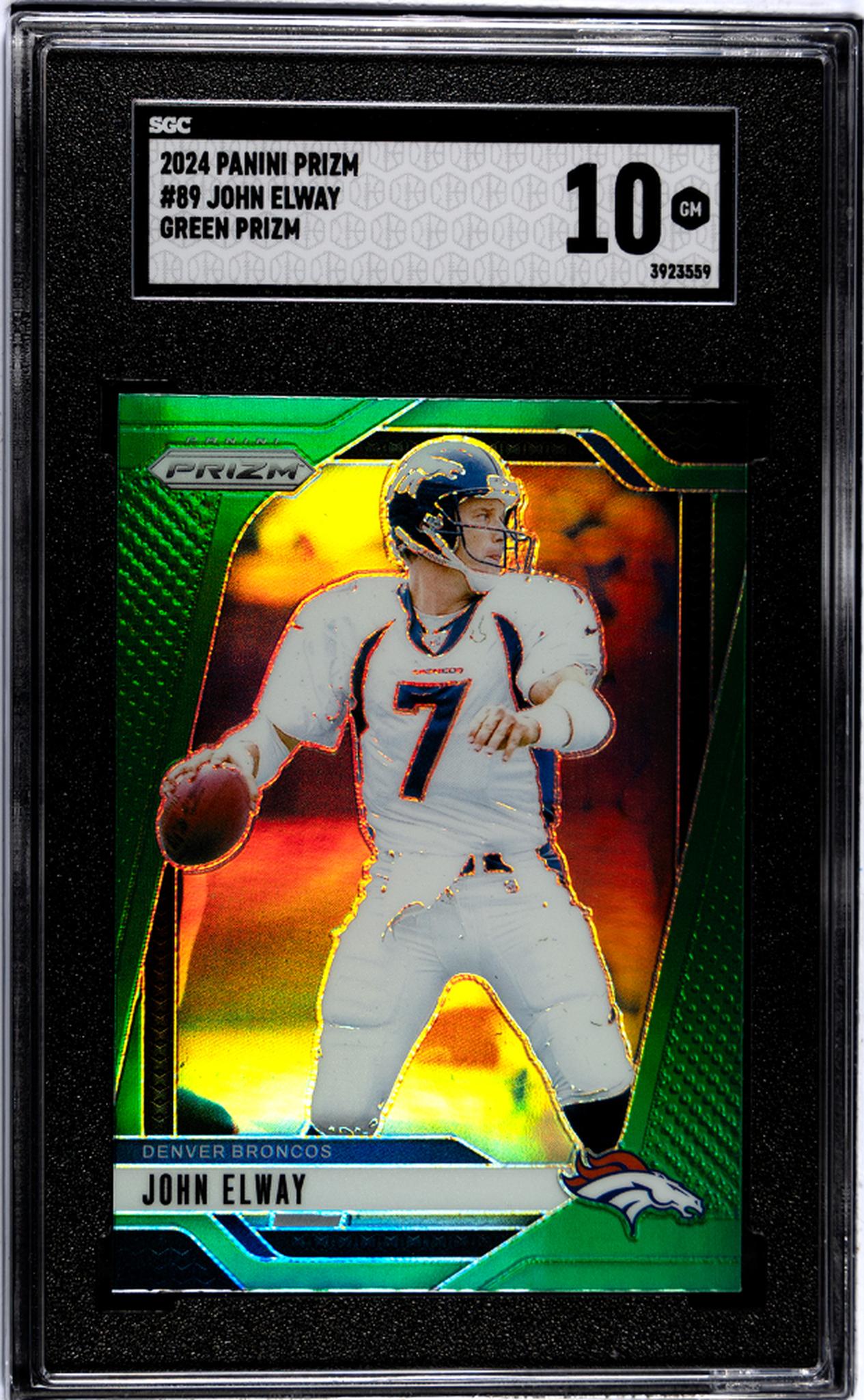 2024 Panini Prizm #89 John Elway Green Prizm SGC 10 – Monmouth