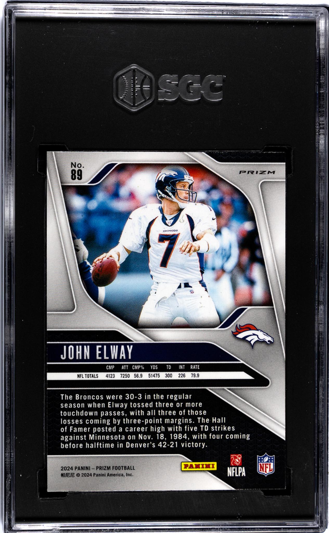2024 Panini Prizm #89 John Elway Green Prizm SGC 10 – Monmouth