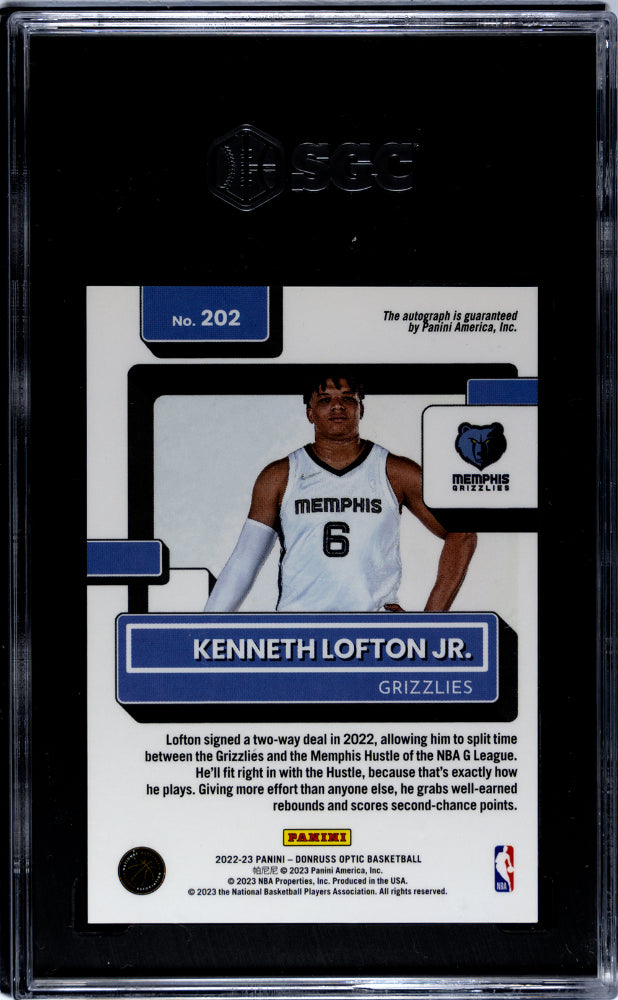 2022-23 Donruss Optic #202 Kenneth Lofton Jr. Auto. SGC 9.5