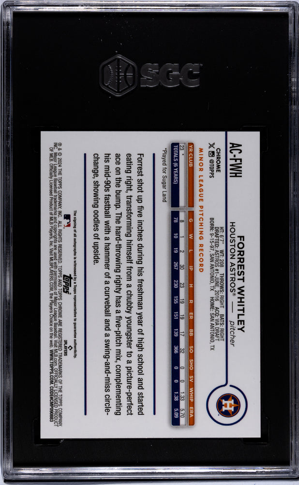 2024 Topps Chrome #AC-FWH Forrest Whitley Update SGC 9.5