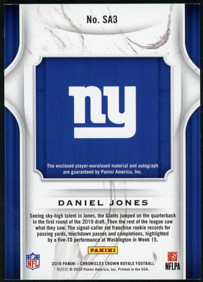 2019 Panini Chronicles Crown Royale Silhouette Auto Daniel Jones #SA3 /99