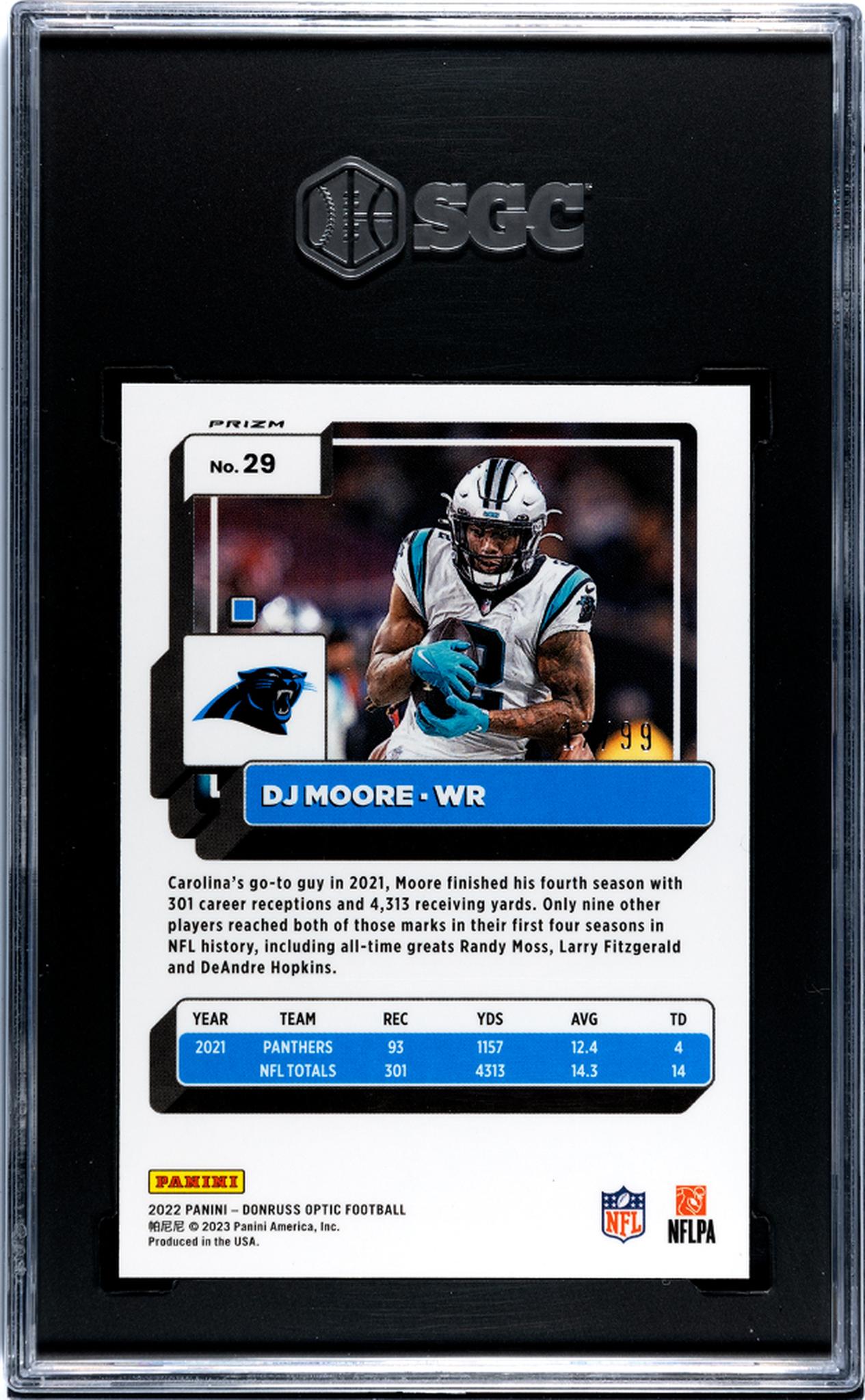 2022 Donruss Optic #29 DJ Moore /99 SGC 10