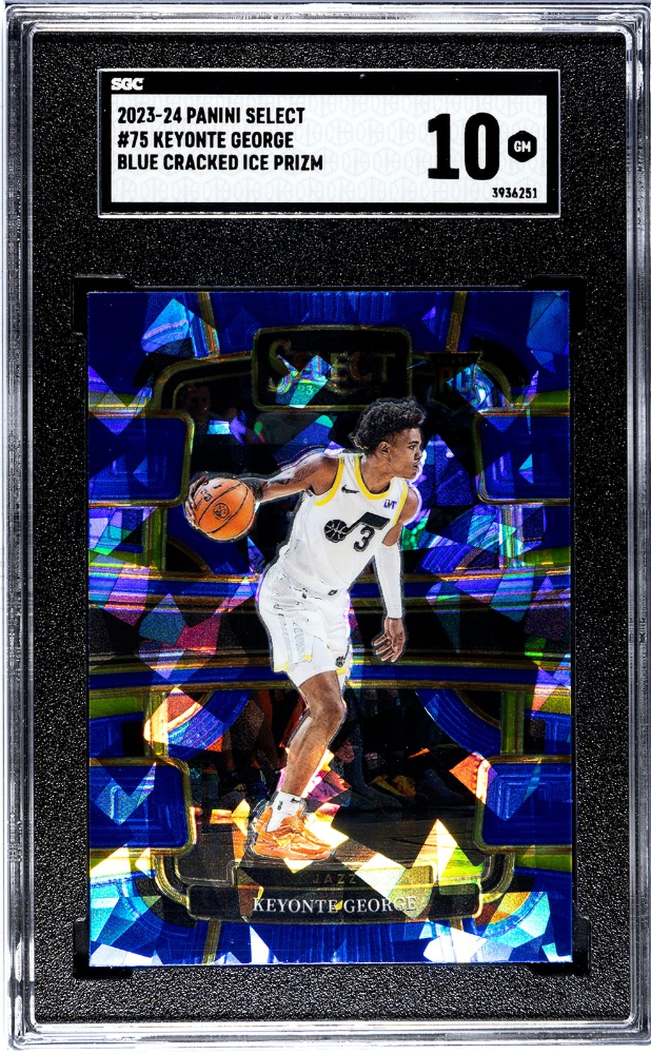 2023-24 Panini Select #75 Keyonte George Blue Cracked Ice Prizm SGC 10