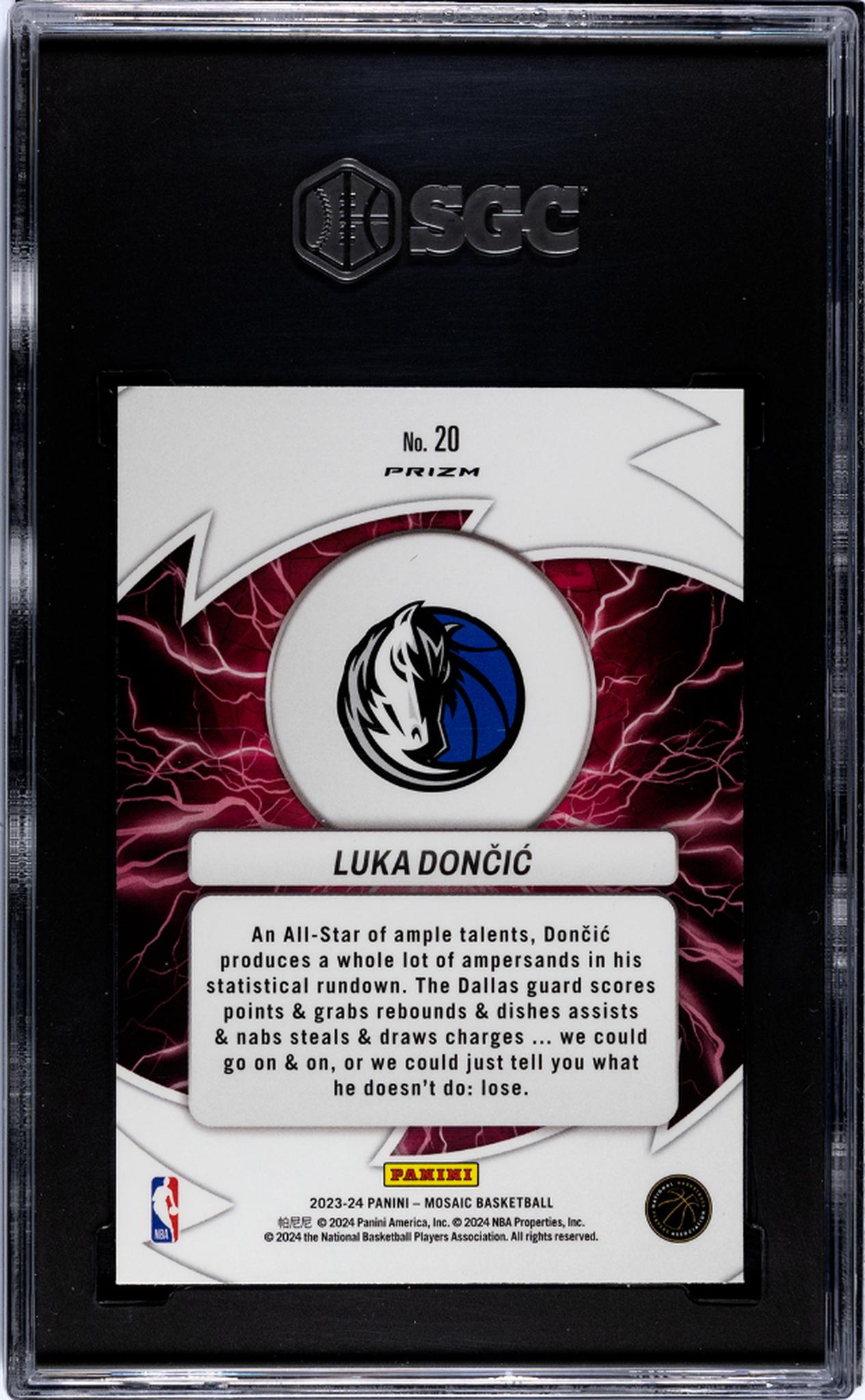 2023-24 Panini Mosaic #20 Luka Doncic Thunder Road Green Prizm SGC 9.5