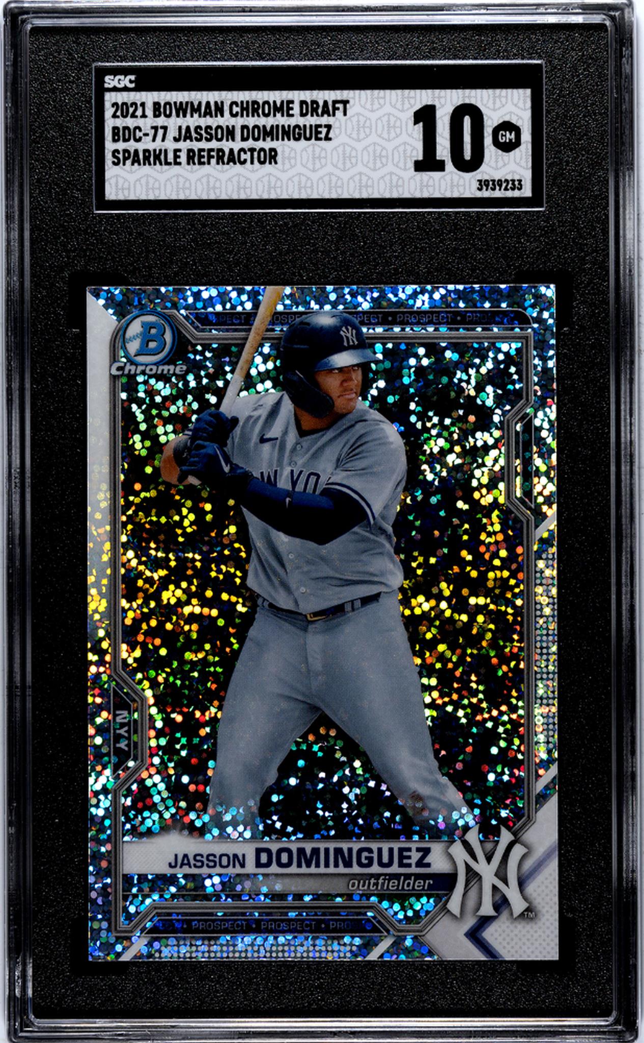 2021 Bowman Chrome Draft #BDC-77 Jasson Dominguez Sparkle Refractor SGC 10