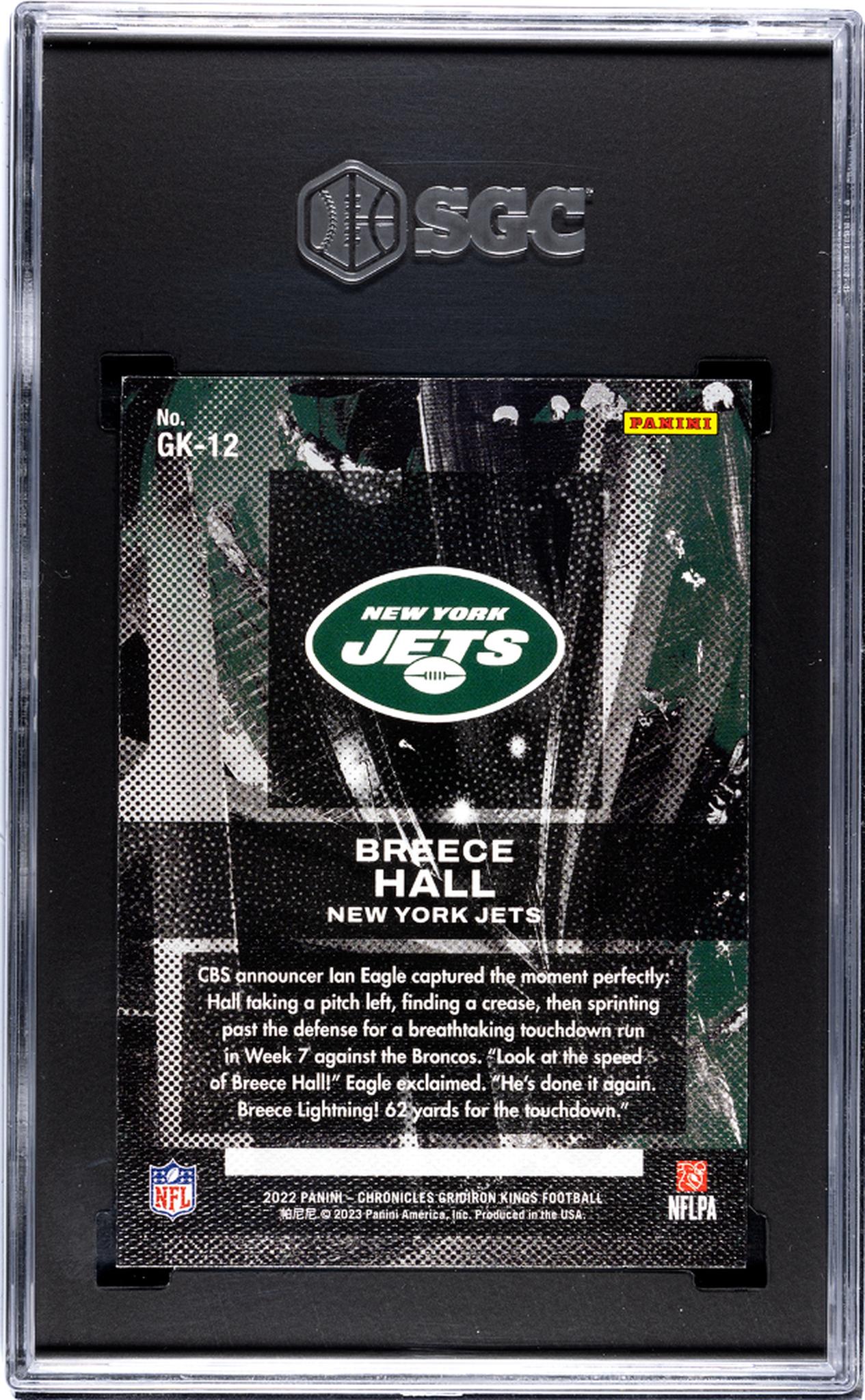 2022 Panini Chronicles #GK-12 Breece Hall Gridiron Kings SGC 9.5