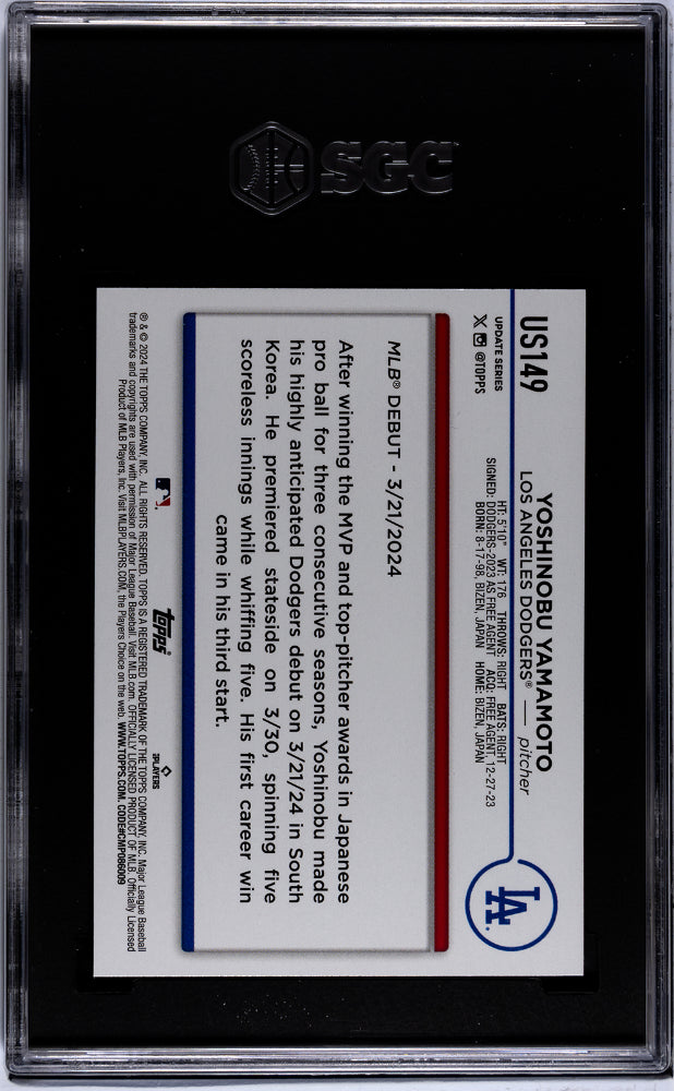 2024 Topps Update #US149 Yoshinobu Yamamoto SGC 10