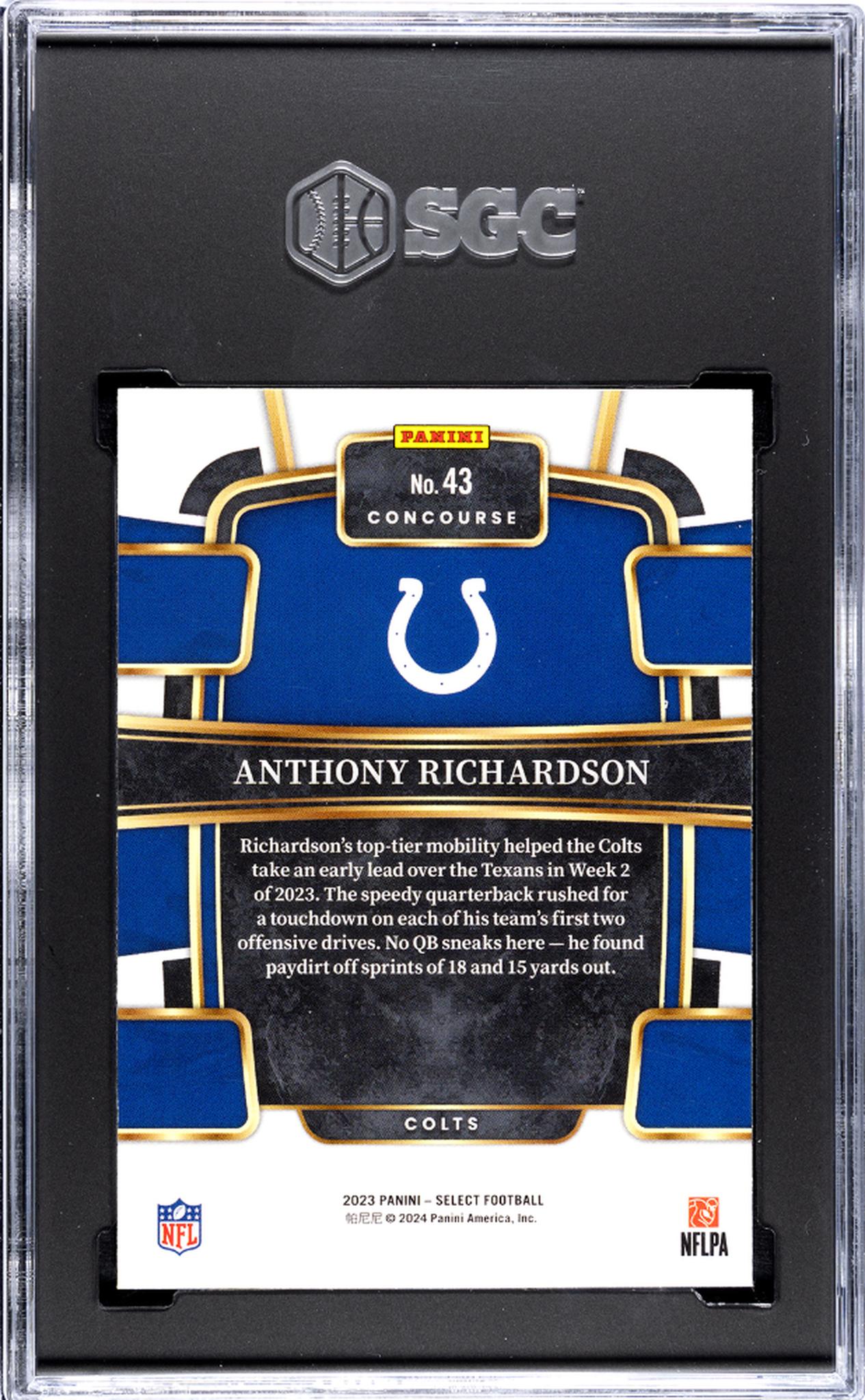 2023 Panini Select Concourse Anthony Richardson #43 RC SGC 9