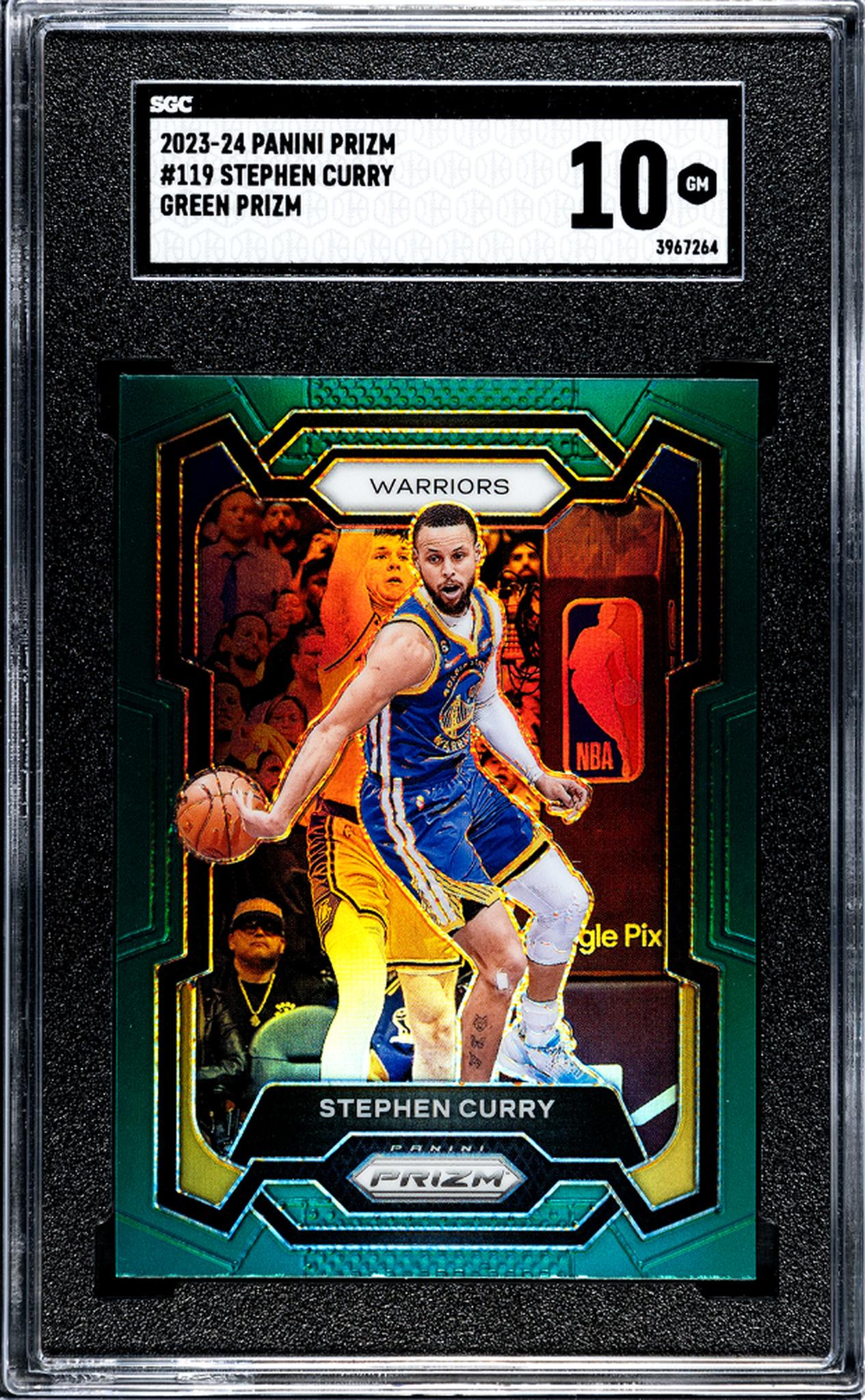 2023-24 Panini Prizm #119 Stephen Curry Green Prizm SGC 10