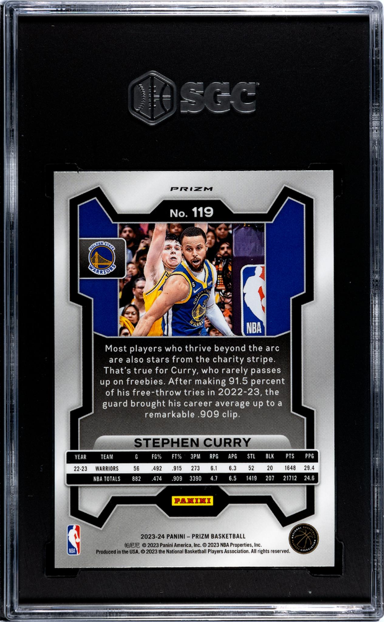 2023-24 Panini Prizm #119 Stephen Curry Green Prizm SGC 10