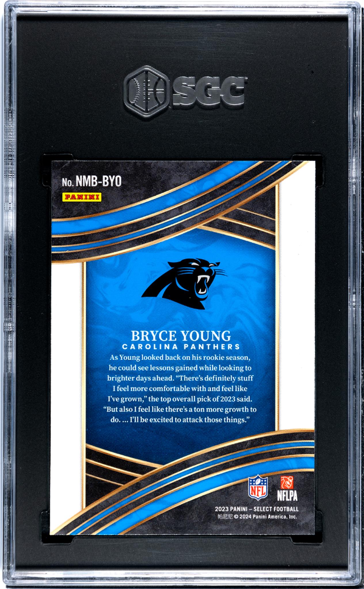 2023 Panini Select Numbers Bryce Young #NMB-BYO RC SGC 8.5