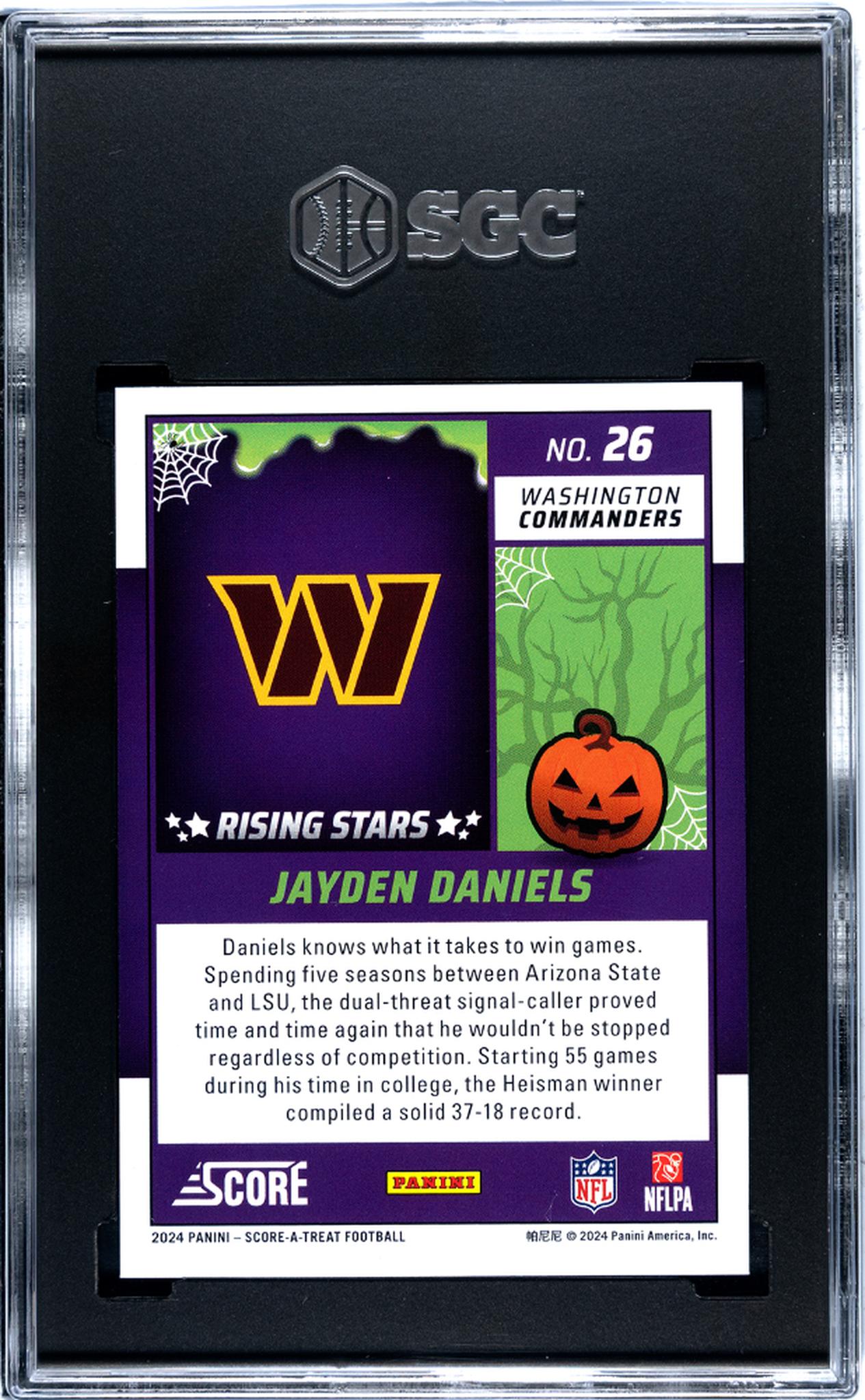 2024 Panini Score-A-Treat #26 Jayden Daniels Rising Stars Bats SGC 10