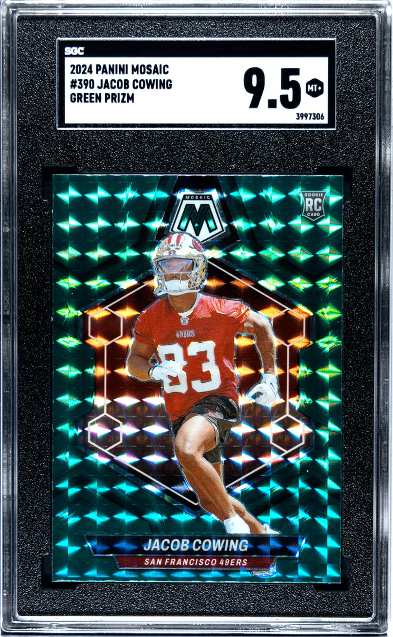 2024 Panini Mosaic Green Prizm Jacob Cowing #390 RC SGC 9.5