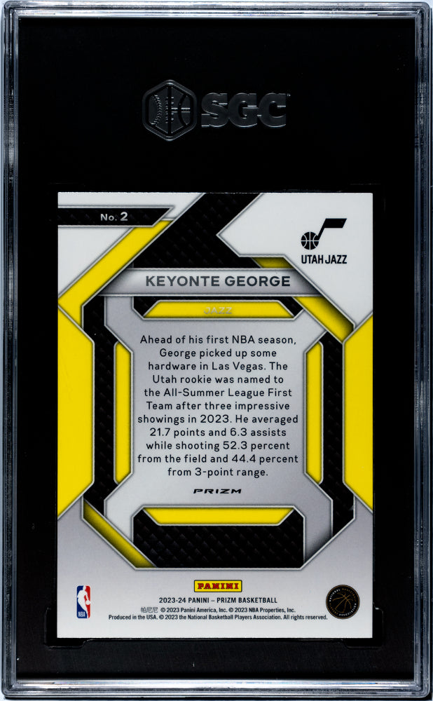 2023-24 Panini Prizm #2 Keyonte George Emergent Silver Prizm SGC 8.5