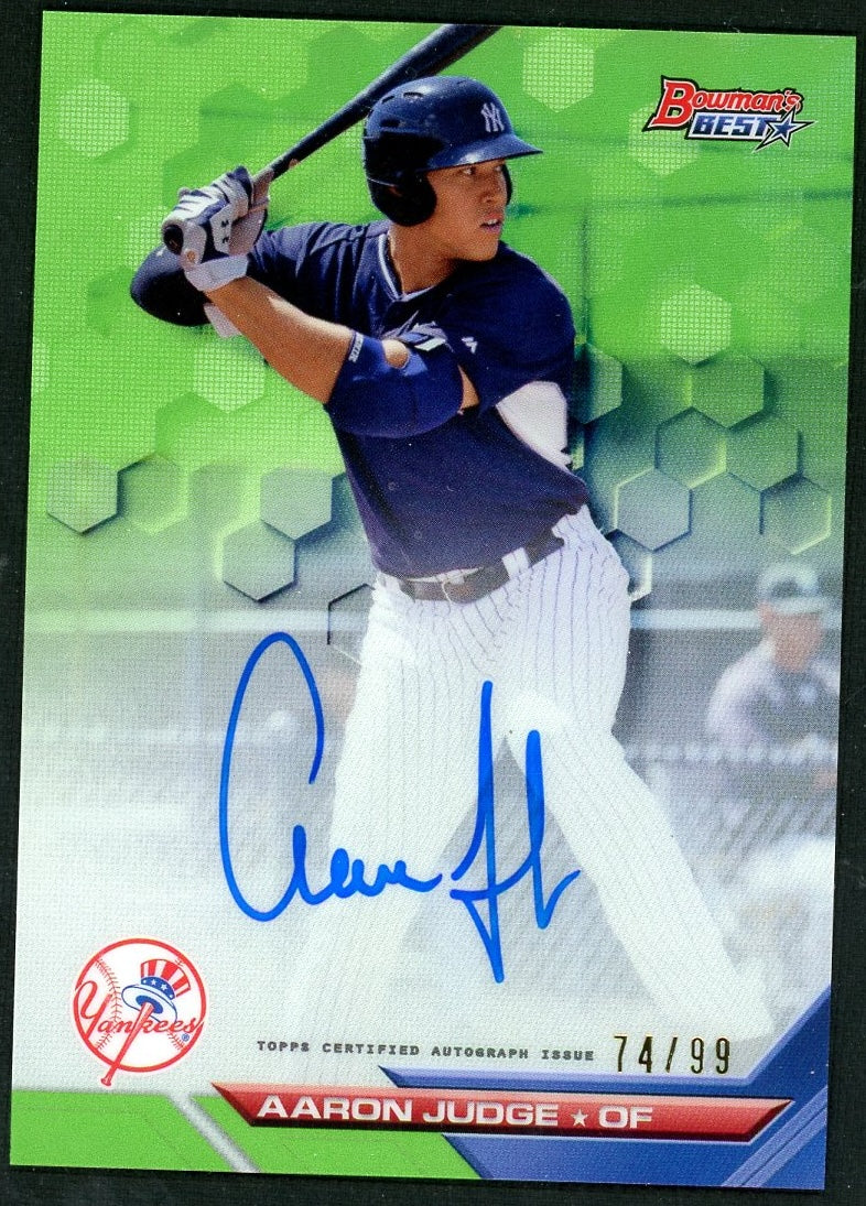 2016 Bowman's Best B16-AJ Aaron Judge Green /99 New York Yankees Auto