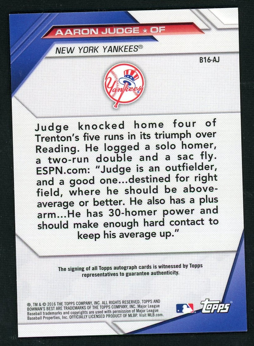 2016 Bowman's Best B16-AJ Aaron Judge Green /99 New York Yankees Auto