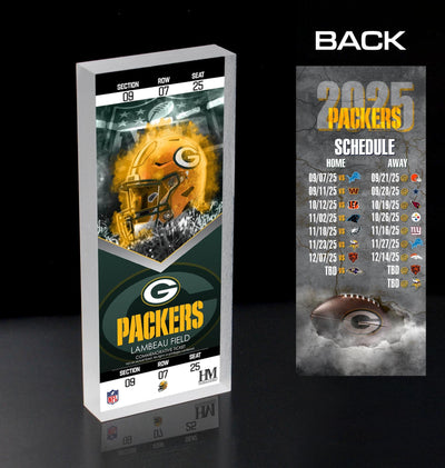 Highland Mint Green Bay Packers 2025 Schedule 3D Acrylic Ticket BlocKart