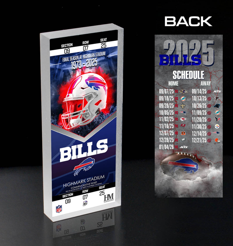 Highland Mint Buffalo Bills 2025 Schedule 3D Ticket BlocKart