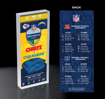 Highland Mint Kansas City Chiefs vs Los Angeles Chargers 2025 Sao Paulo International Game Ticket BlocKart