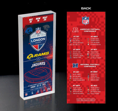 Highland Mint Rams vs. Jaguars 2025 London Game Ticket BlocKart