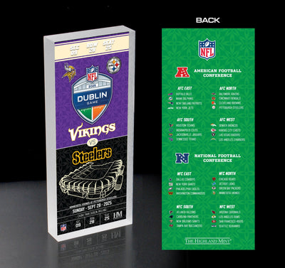 Highland Mint Vikings vs. Steelers 2025 Dublin Game Ticket BlocKart