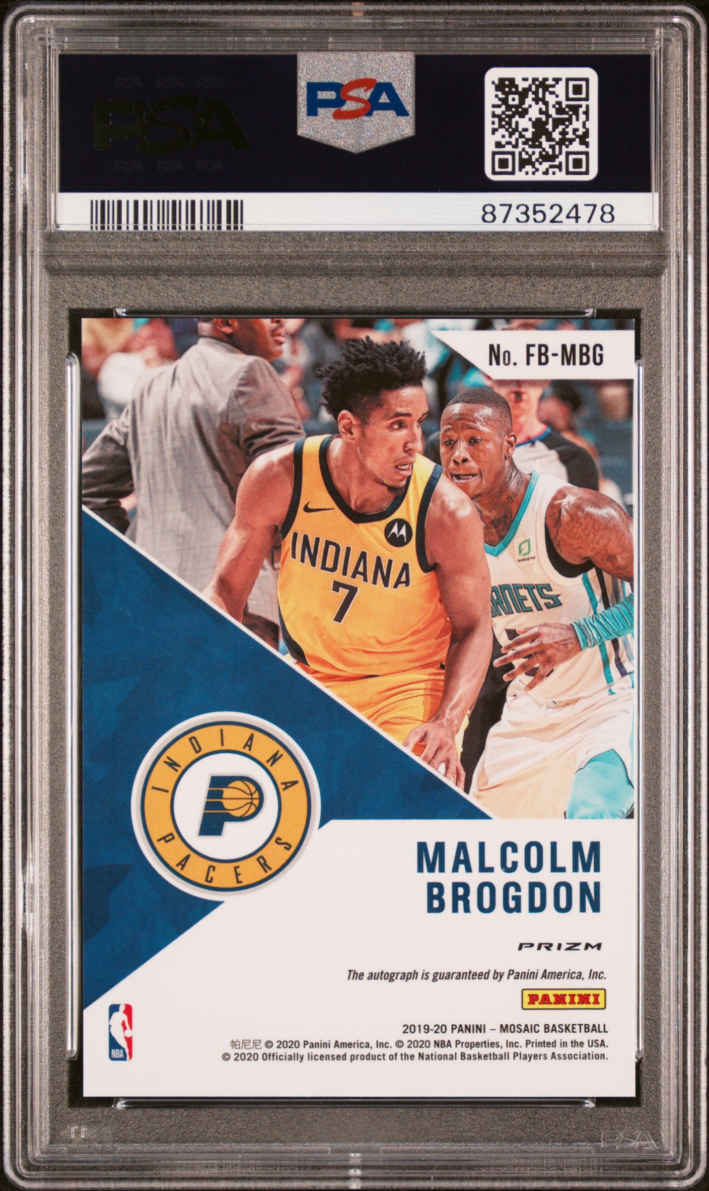 2019 Panini Mosaic Fast Break Malcolm Brogdon #FBMBG Auto PSA 10