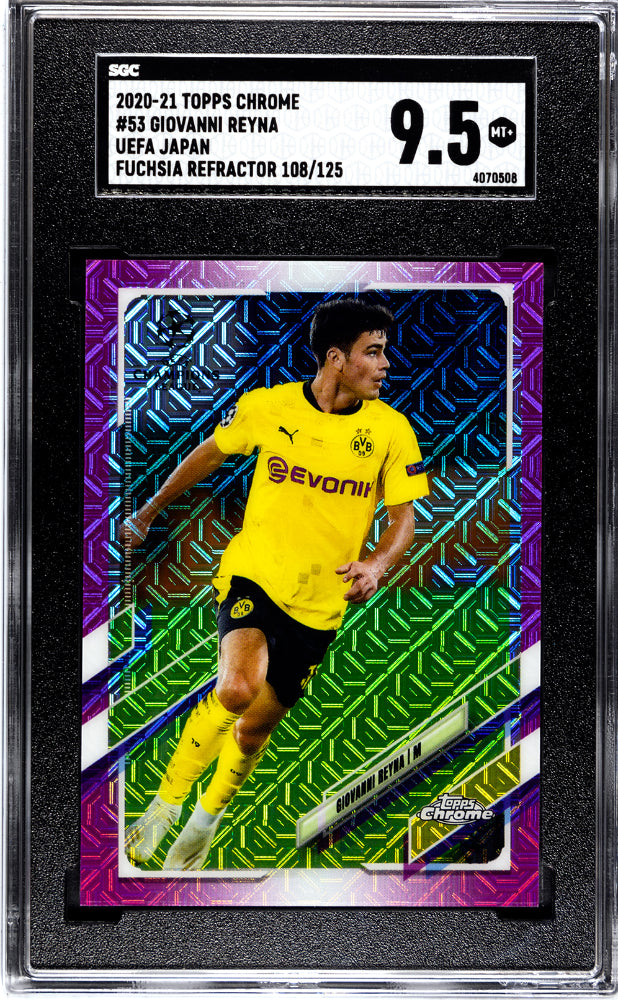 2020 Topps UEFA Champions League Japan Fuchsia Giovanni Reyna #53 /125 SGC 9.5