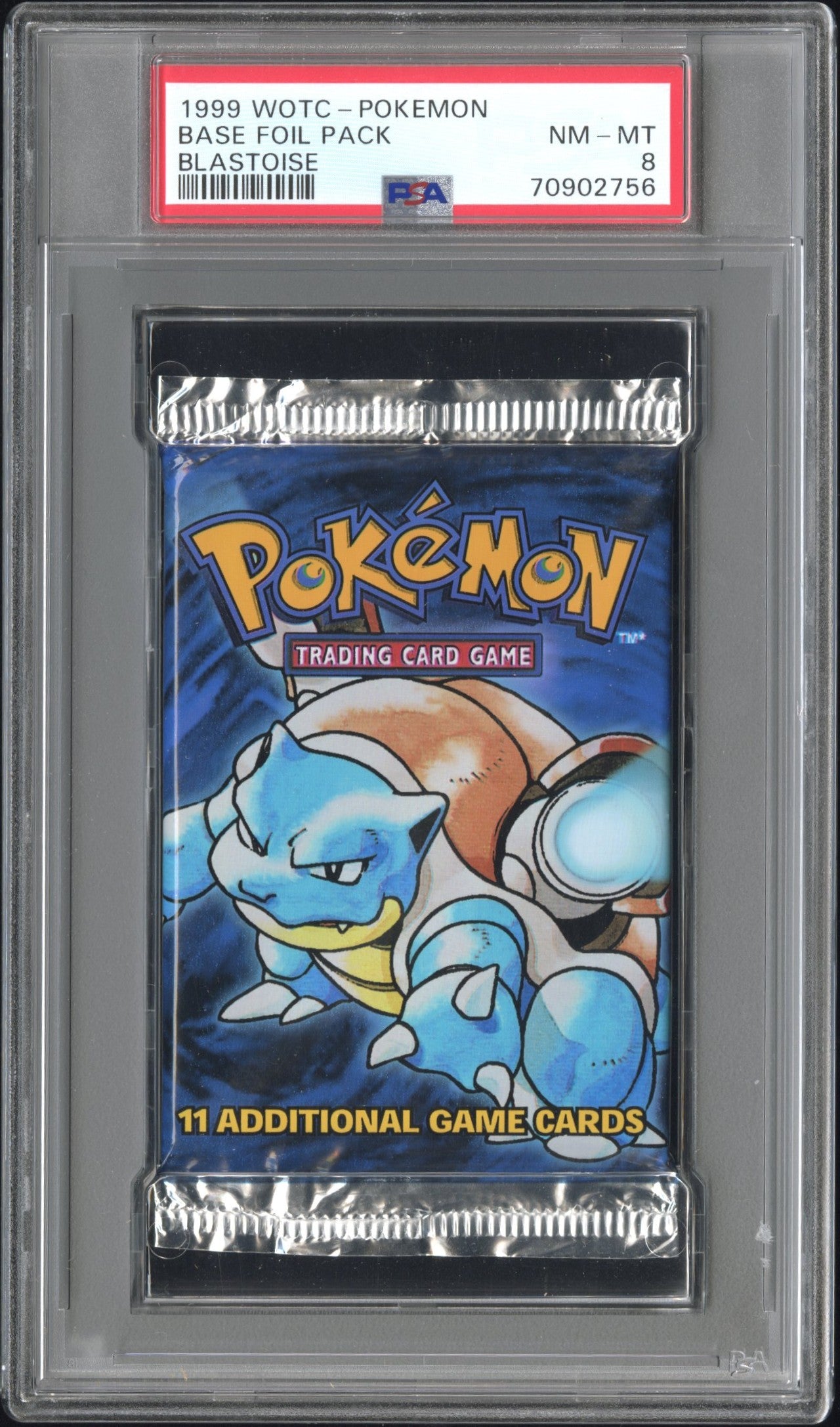 1999 Pokémon Base Set Blastoise Booster Pack PSA 8