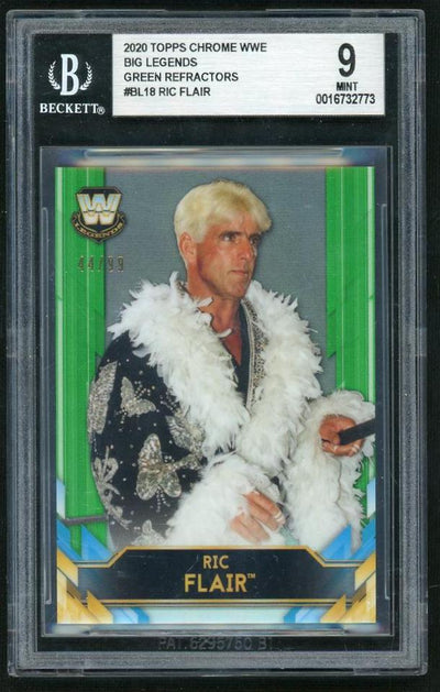 2020 Topps Chrome Big Legends Ric Flair #BL-18 Green Refractor /99 BGS 9