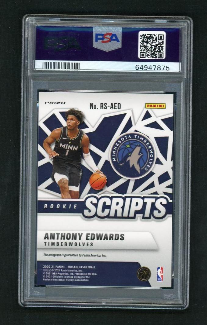 2020 Panini Mosaic Rookie Script Orange Anthony Edwards #2 PSA 9