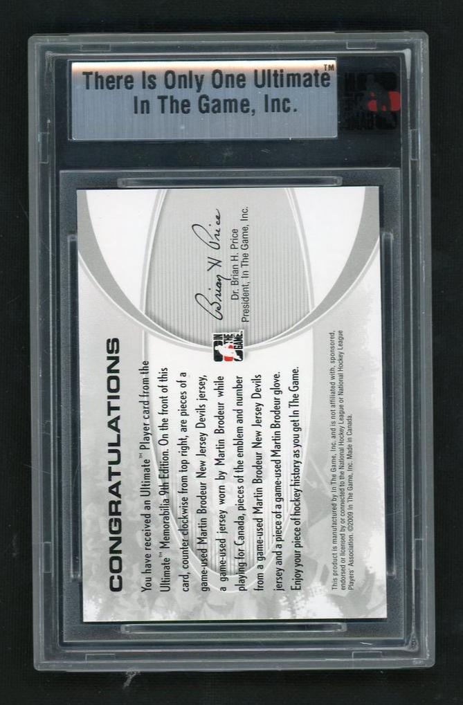 2008 In The Game Ultimate Memorabilia Martin Brodeur Ultimate Player (Five Piece) Silver /19