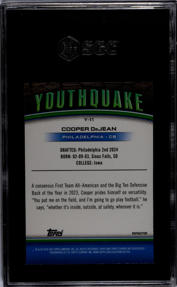 2024 Topps Chrome #Y-11 Cooper Dejean Youthquake Refractor SGC 10