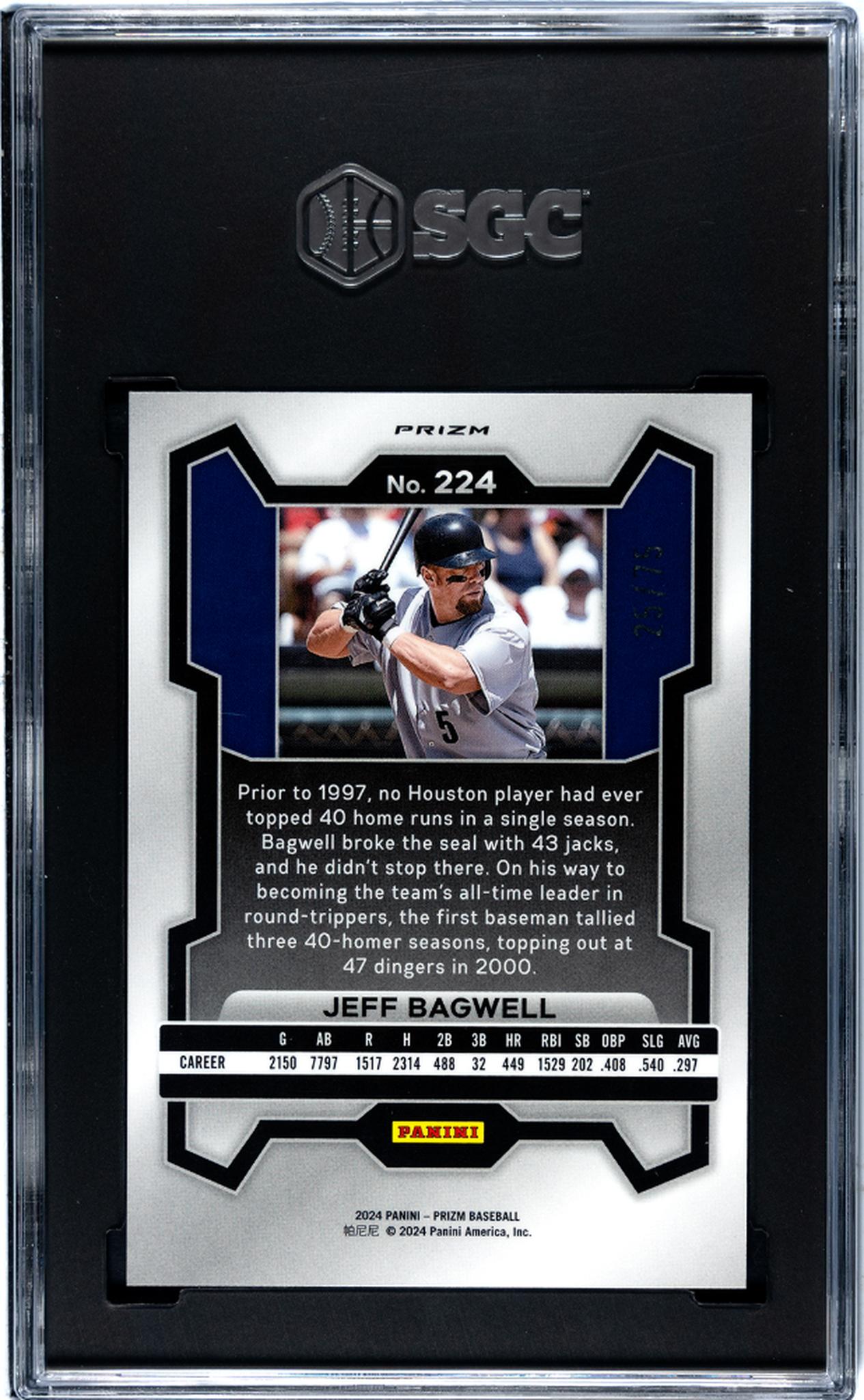 2024 Prizm #224 Jeff Bagwell Green Scope Prizm /75 SGC 8.5