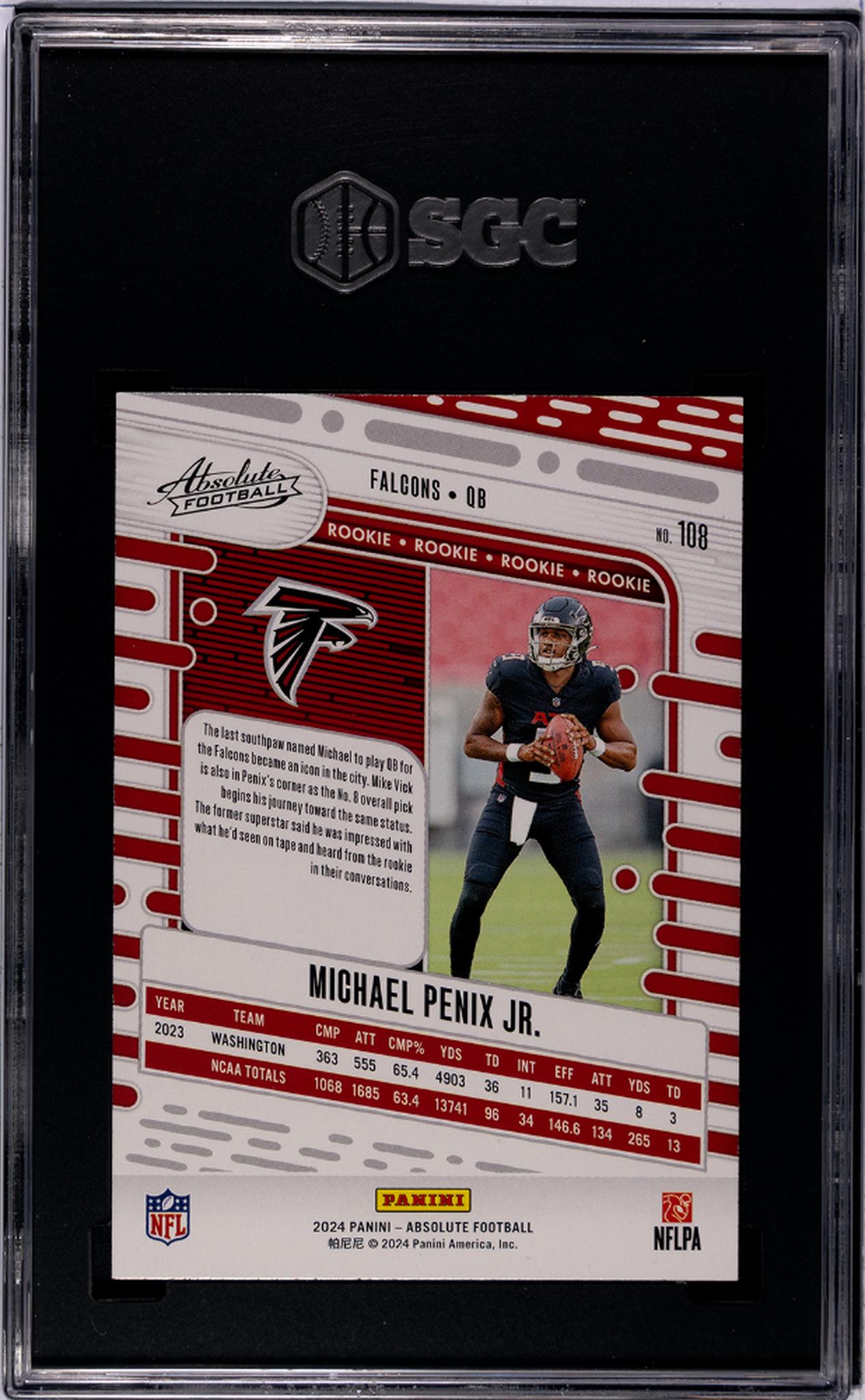 2024 Panini Absolute #108 Michael Penix Jr. Green SGC 10