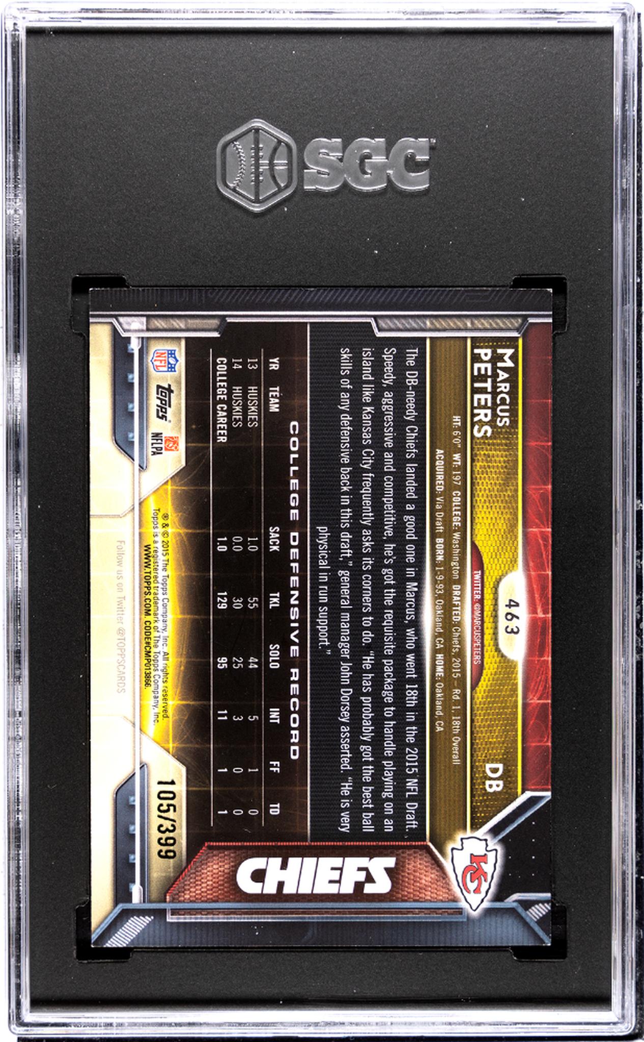 2015 Topps #463 Marcus Peters Camo /399 SGC 8.5