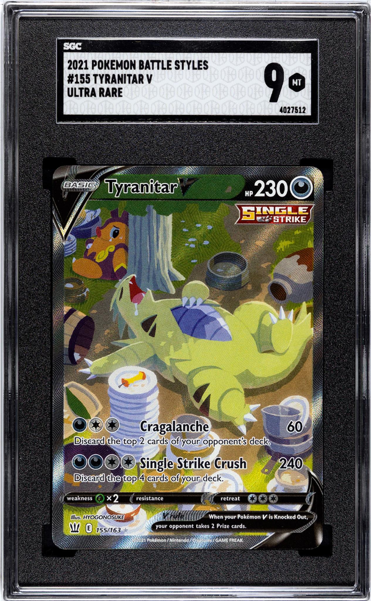 2021 Pokemon Battle Styles #155 Tyranitar V Ultra Rare SGC 9