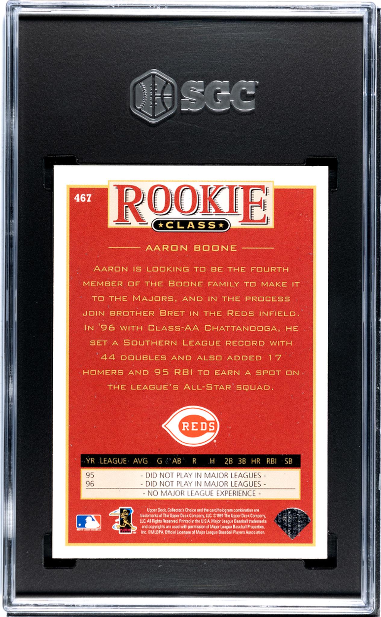 1997 Collector's Choice #467 Aaron Boone Rookie Class SGC 8