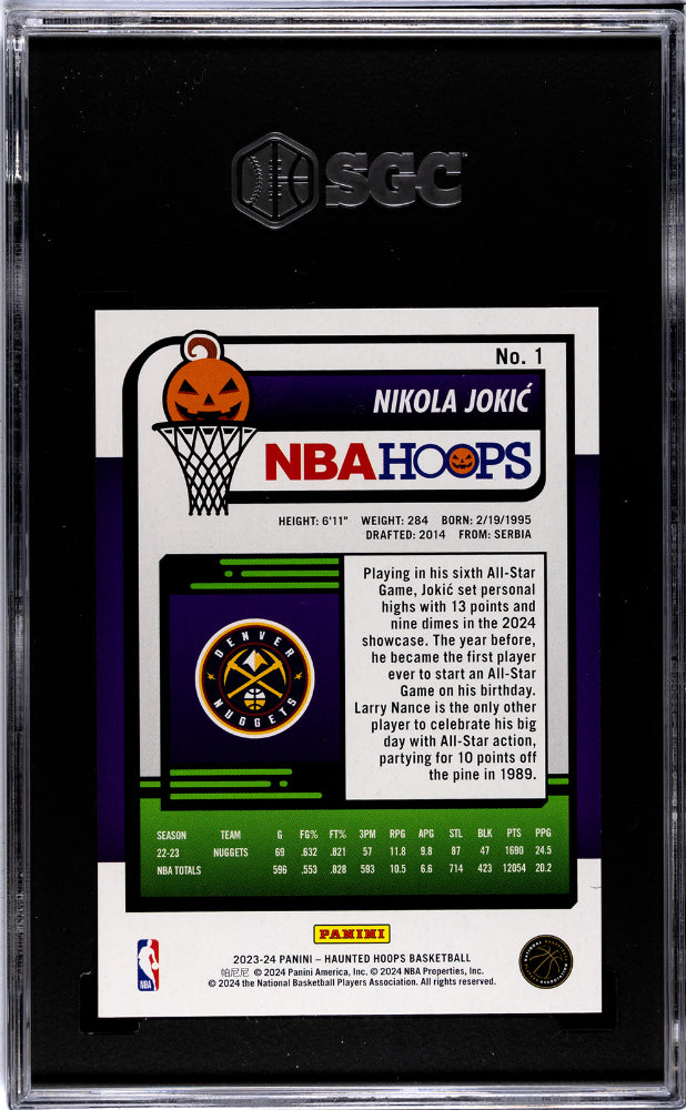 2023-24 Panini Haunted Hoops #1 Nikola Jokic Orange SGC 9.5