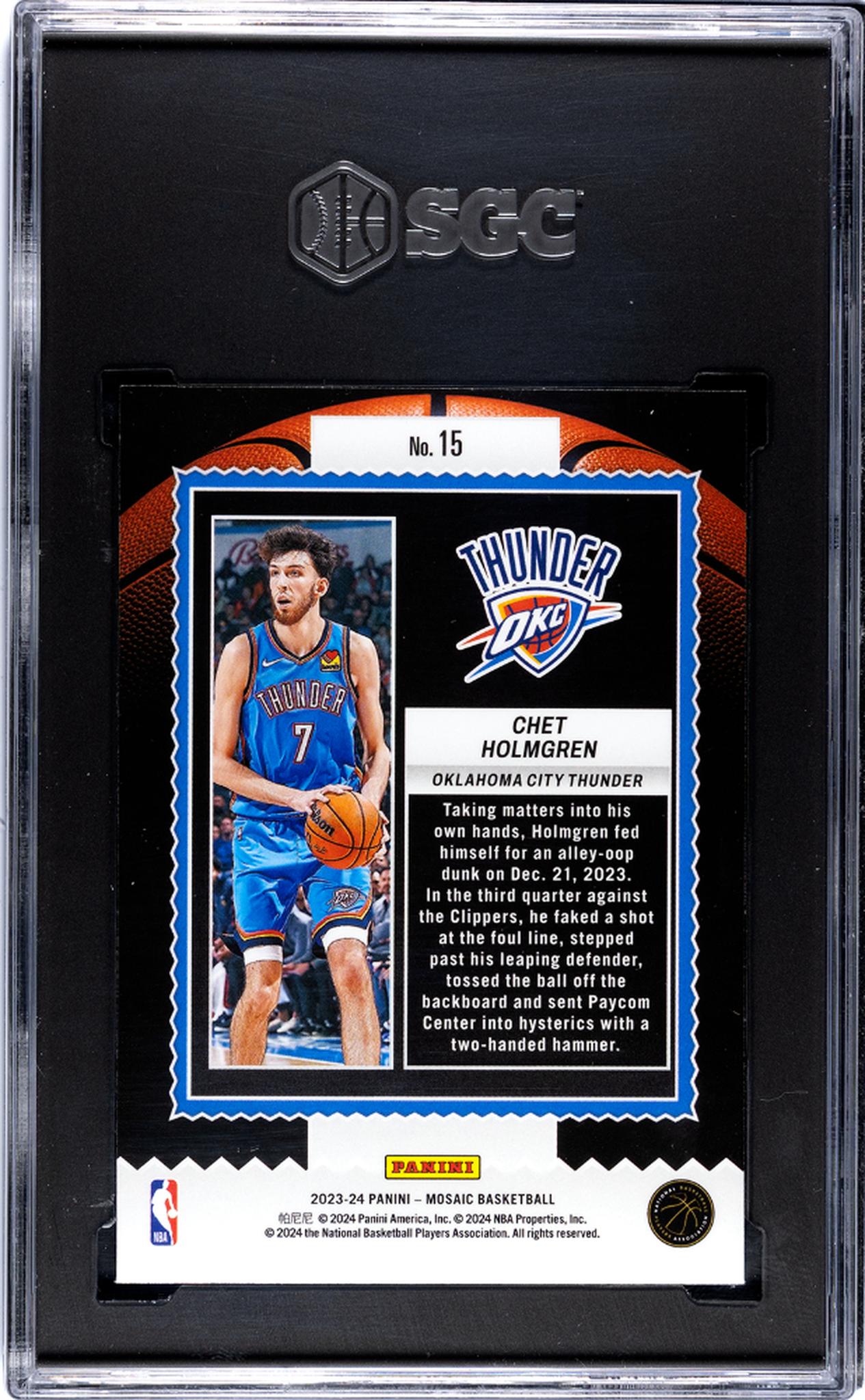 2023-24 Panini Mosaic #15 Chet Holmgren Jam Masters SGC 9.5
