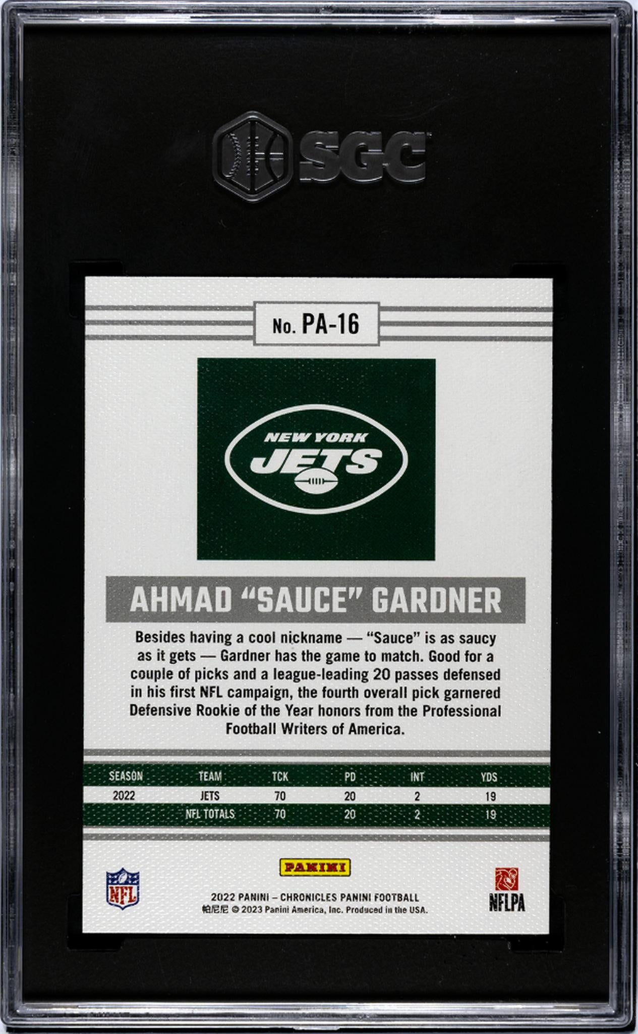 2022 Panini Chronicles #PA-16 Ahmad Gardner Panini SGC 9.5