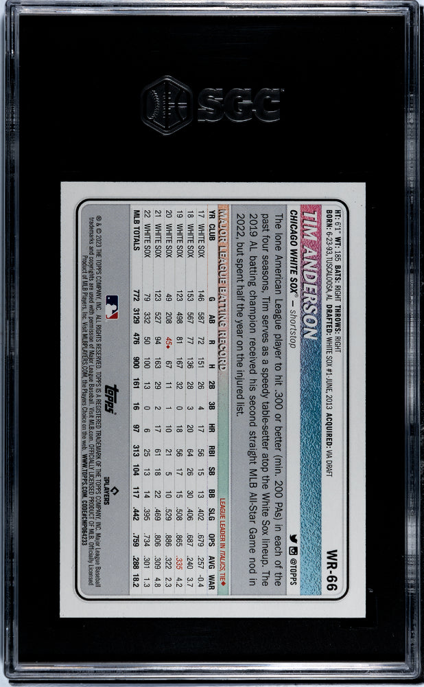 2023 Topps Big League #WR-66 Tim Anderson Wrapper Redemption /199 SGC 7