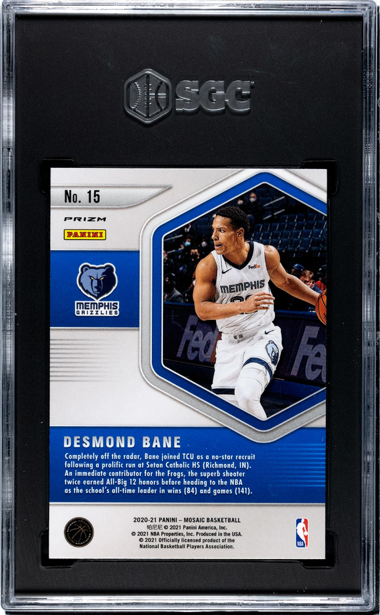 2020-21 Panini Mosaic #15 Desmond Bane Blue Chips Red Prizm SGC 9