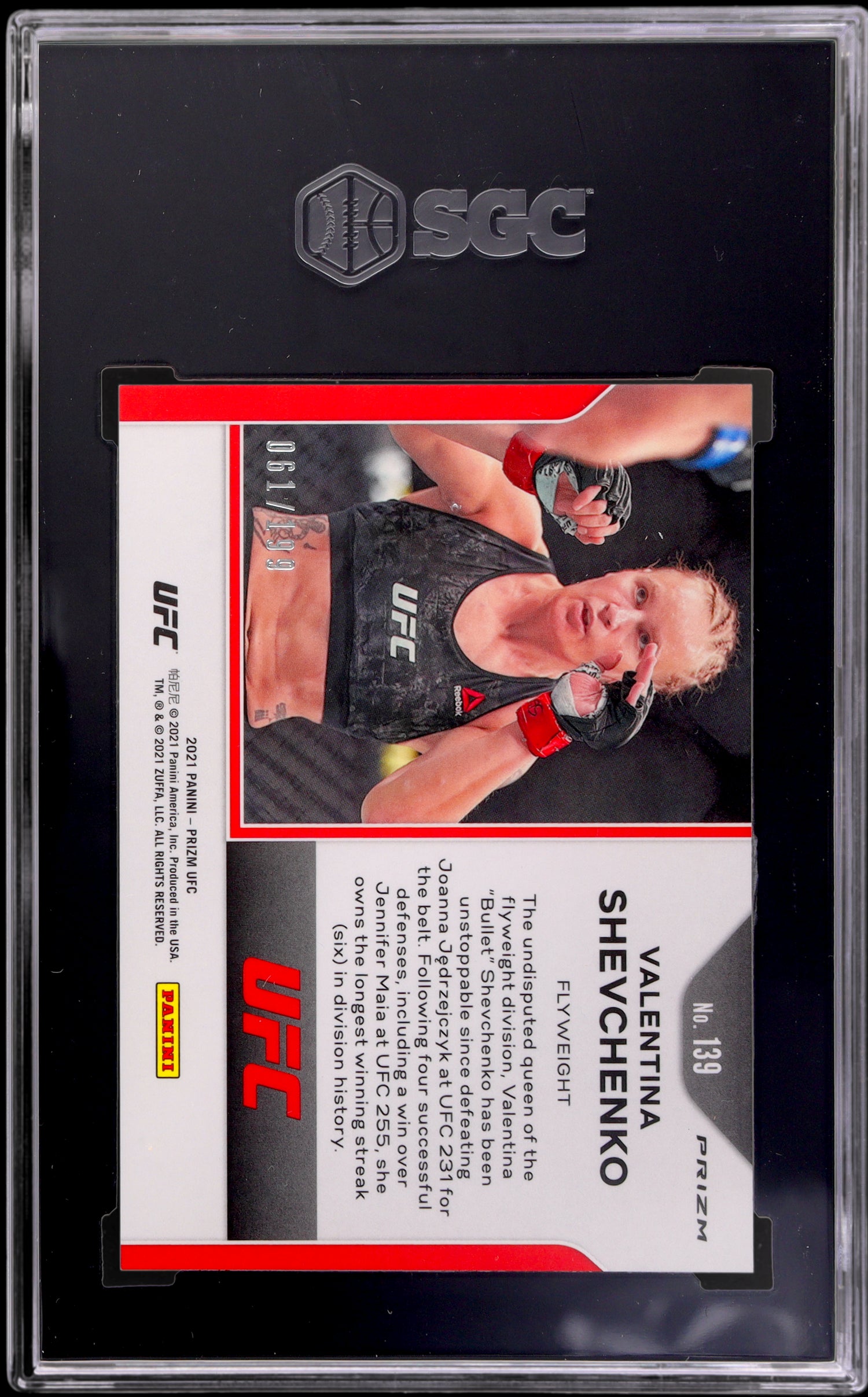 2021 Panini Prizm Blue Valentina Shevchenko #139 /199 SGC 9.5