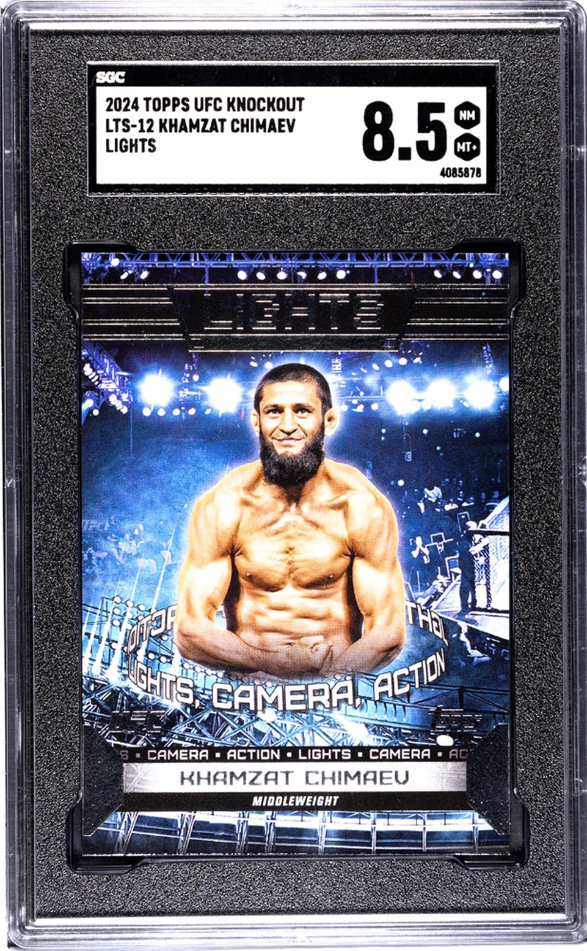 2024 Topps UFC Knockout Khamzat Chimaev #LTS-12 Lights Camera Action SGC 8.5