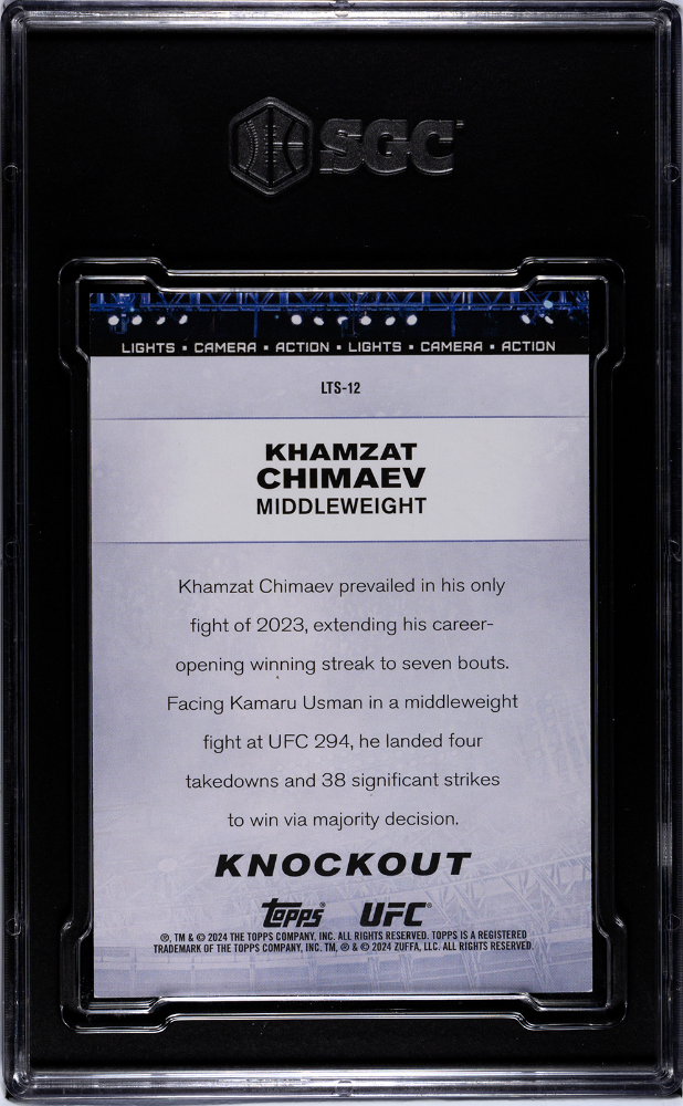 2024 Topps UFC Knockout Khamzat Chimaev #LTS-12 Lights Camera Action SGC 8.5