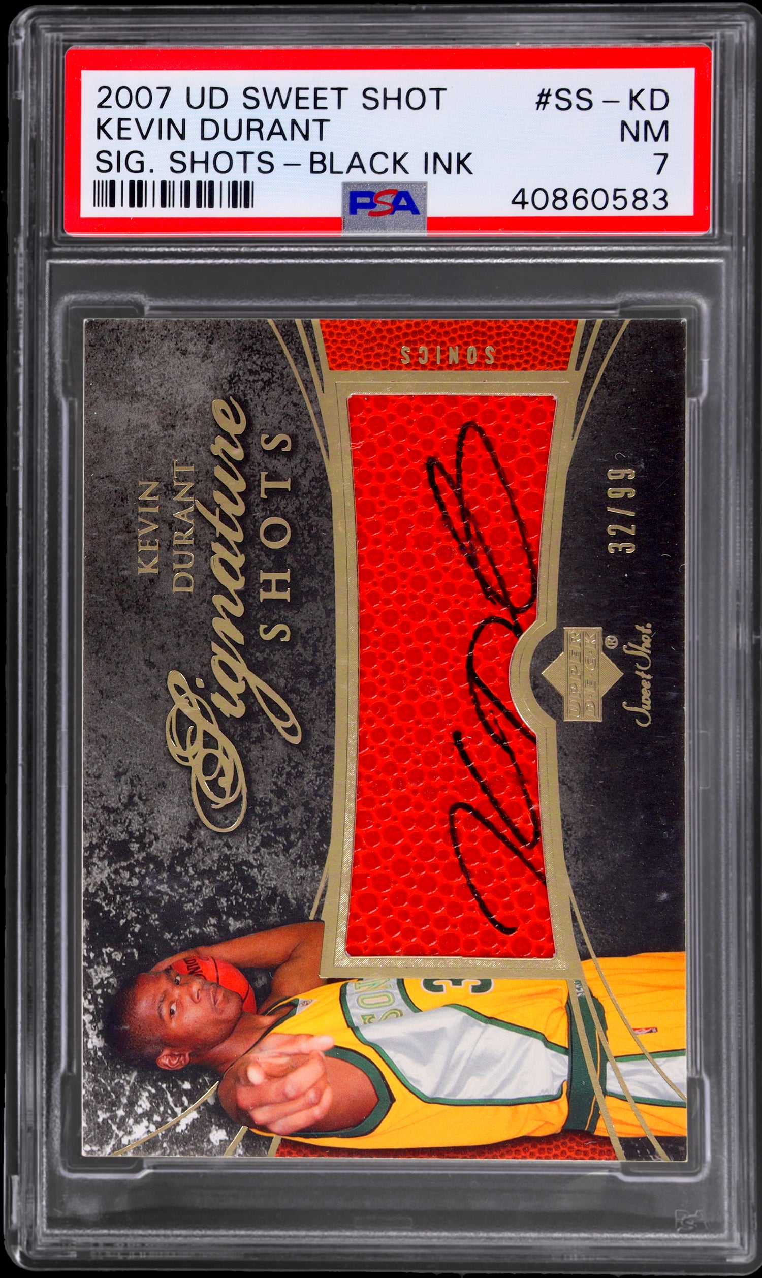 2007 Upper Deck Sweet Shot #KD Kevin Durant Signature Shot Black Ink /99 PSA 7