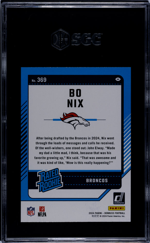 2024 Donruss #369 Bo Nix SGC 10