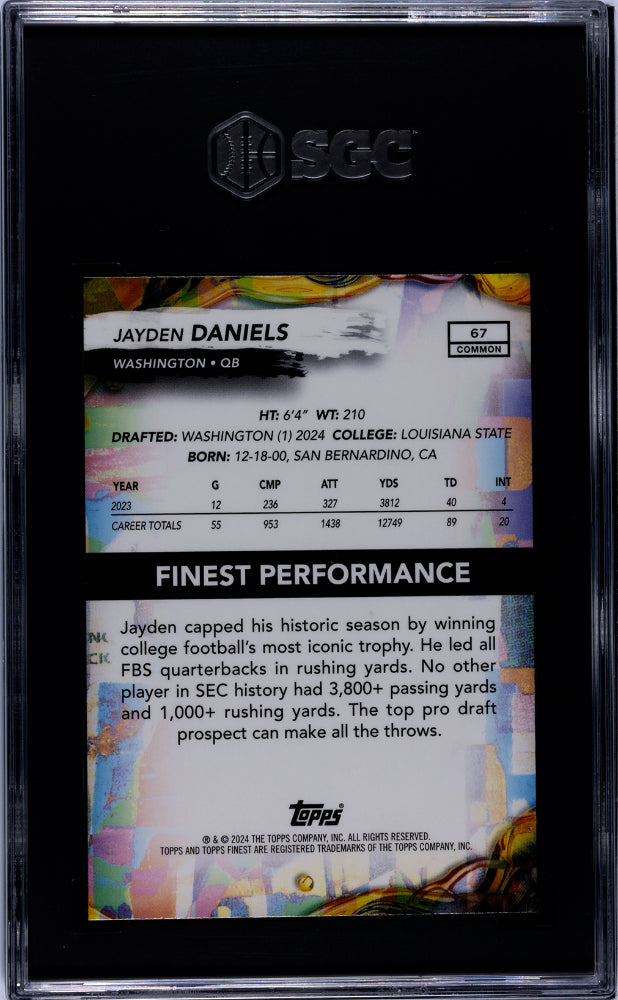 2024 Topps Finest #67 Jayden Daniels SGC 9.5