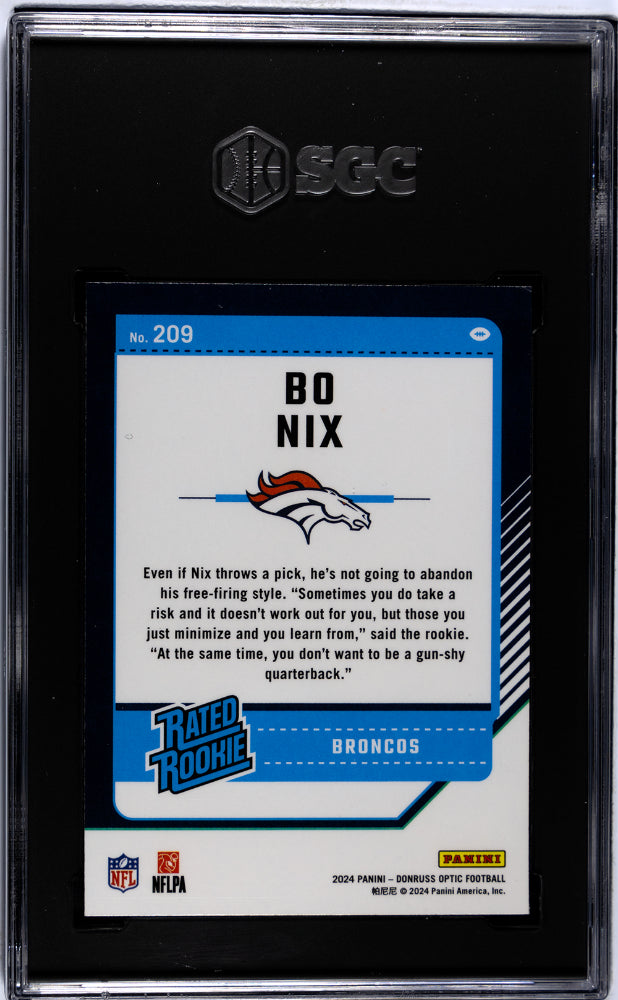 2024 Donruss Optic #209 Bo Nix SGC 9.5